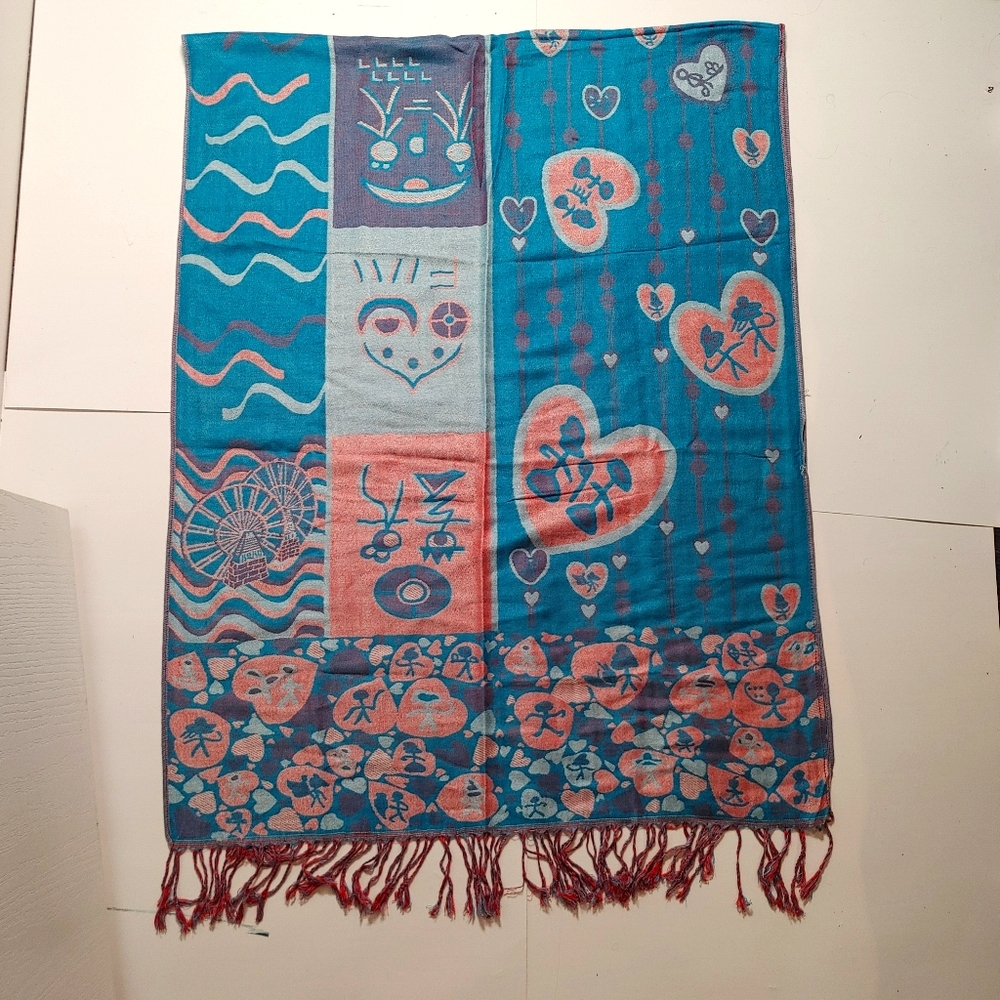 Unique 70" large scarf with tassles